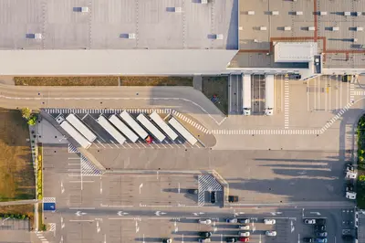 Solar panels installed on factory roof for renewable energy